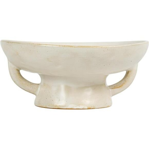 Stoneware Serving Bowl White Reactive Glaze 8 Inch Modern Kitchen Decor - Picture 7 of 8